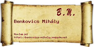 Benkovics Mihály névjegykártya